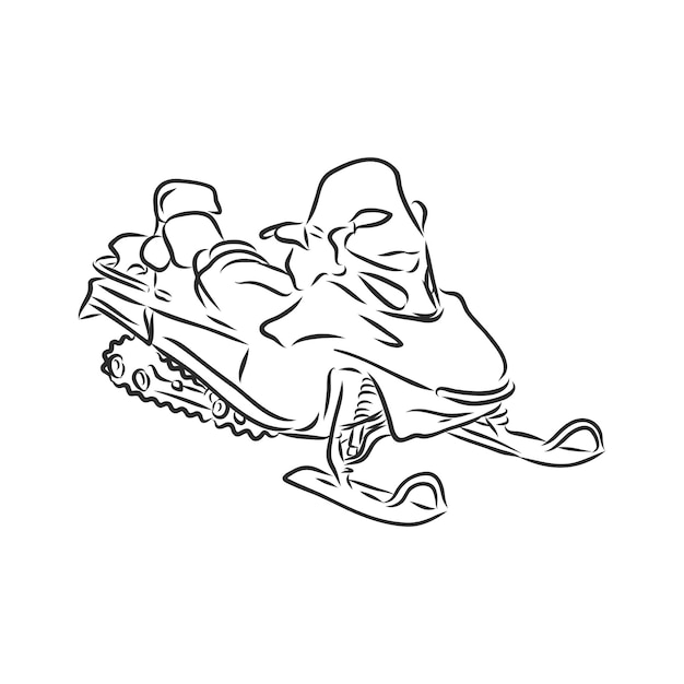 Premium vector isolated illustration of a rider on a snow scooter black and white drawing