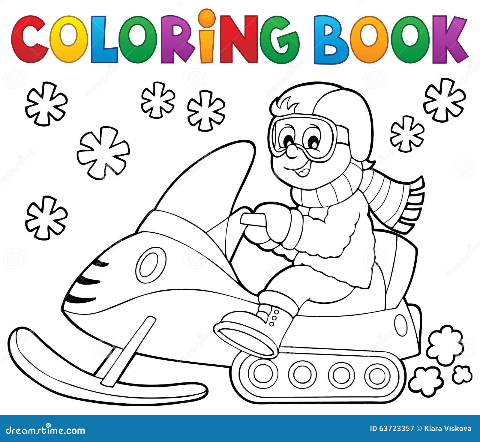 Coloring book snowmobile theme stock vector