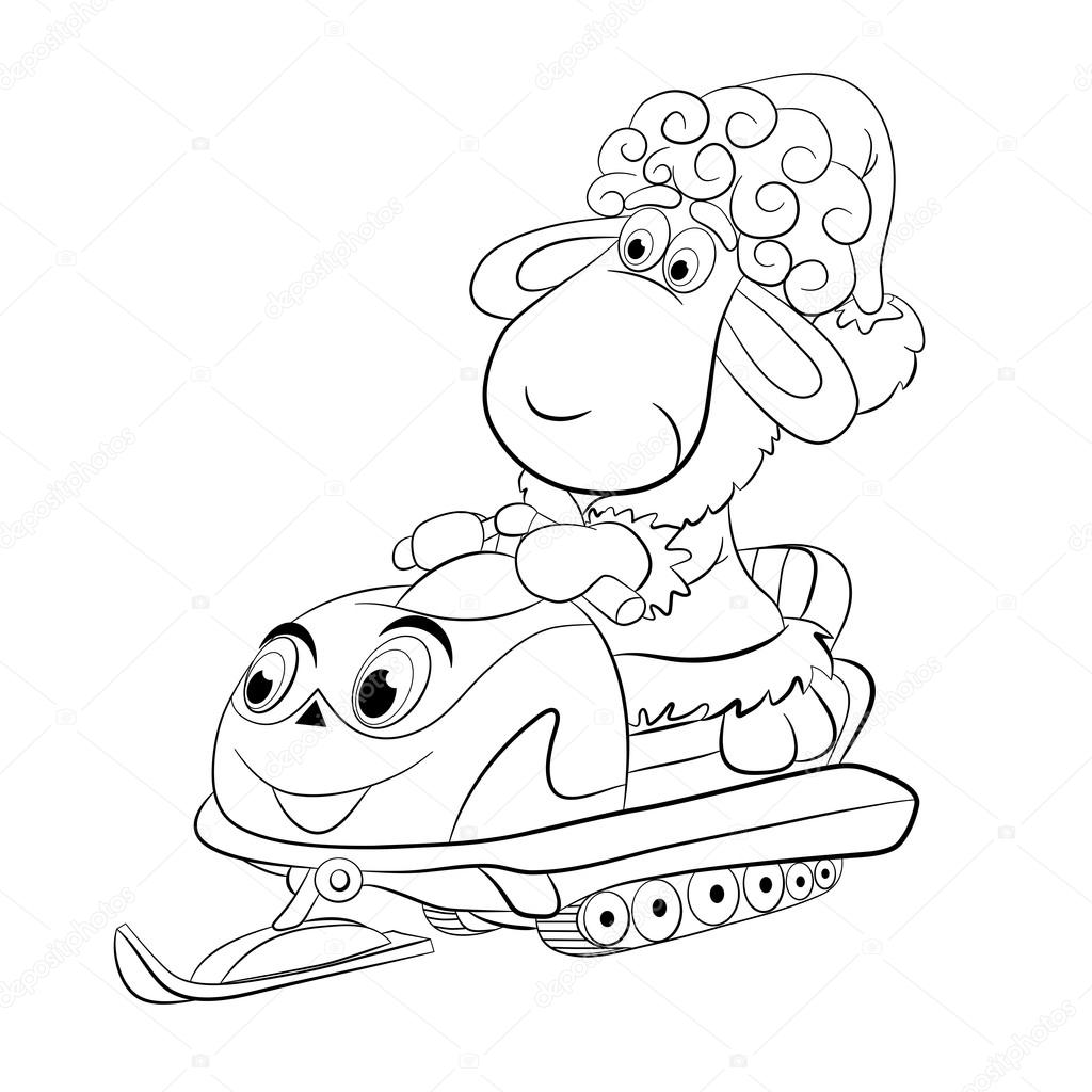 Sheep on snowmobile stock vector by vitasunny