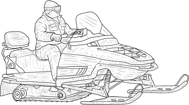 Vintage snowmobile stock illustrations royalty