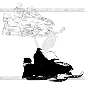 Snowmobile with driver silhouette sketch