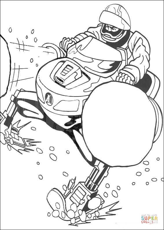 Action man is riding a snowmobile coloring page free printable coloring pages