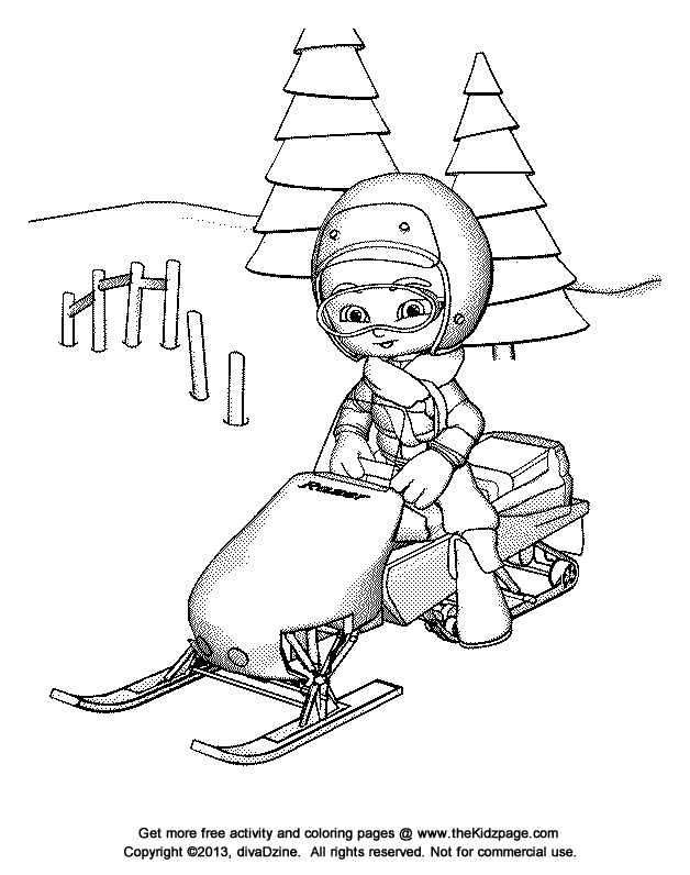 Snowmobile colouring pages