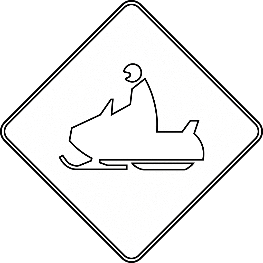 Snowmobile crossing outline clipart