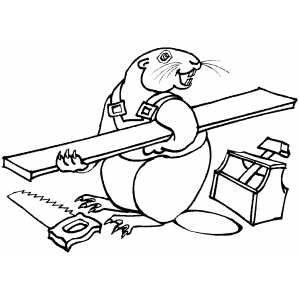 Carpenter beaver coloring page