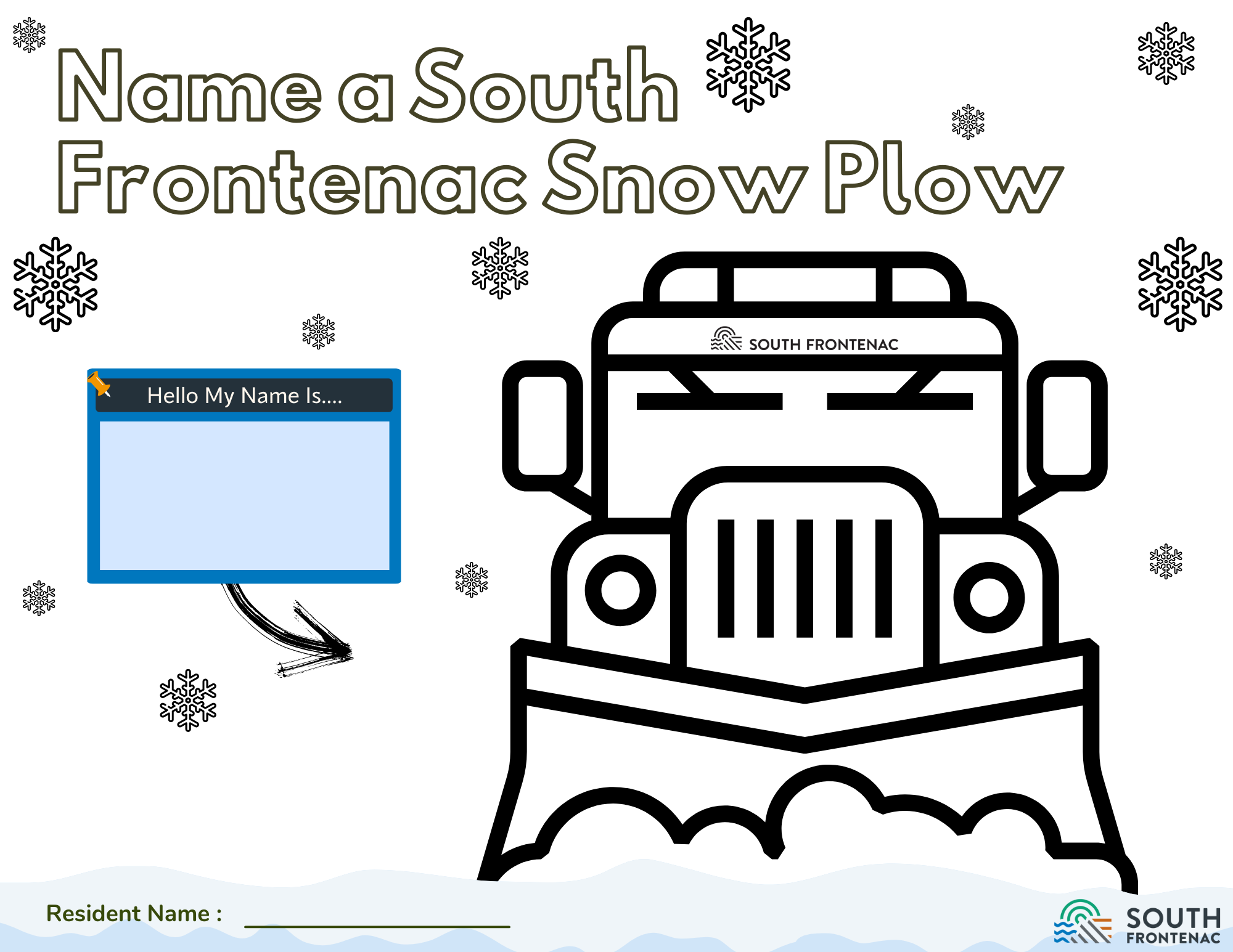 Name the south frontenac snow plow colouring sheets south frontenac snow plow naming contest