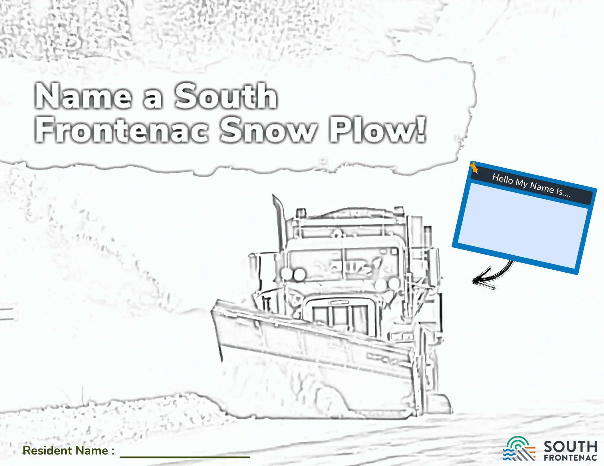 Name the south frontenac snow plow colouring sheets south frontenac snow plow naming contest