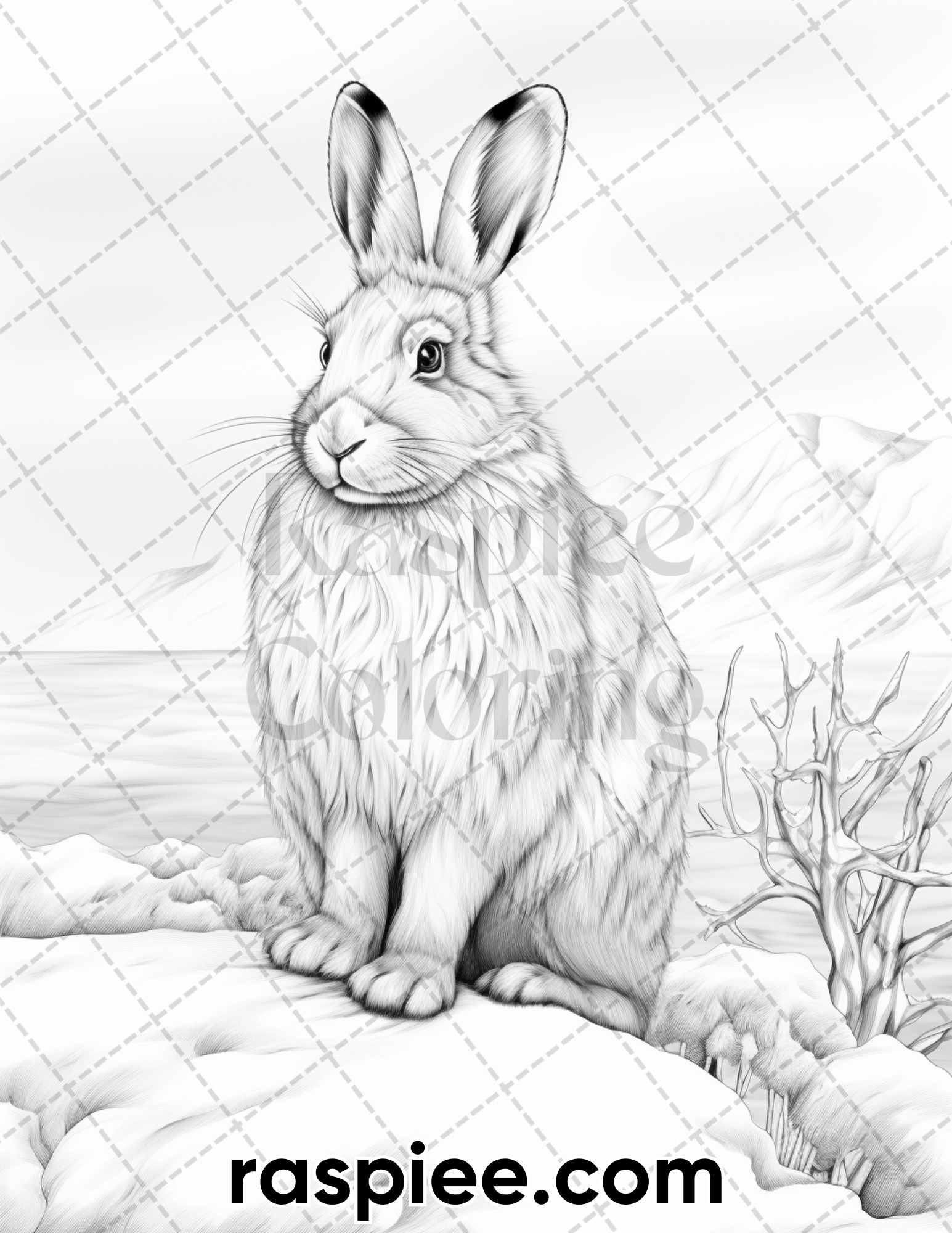 Winter wildlife grayscale coloring pages for adults printable pdf â coloring