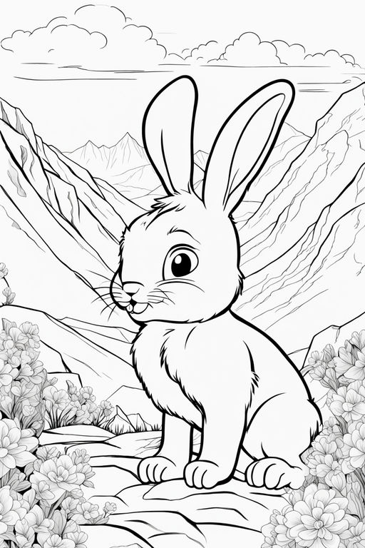 Rabbits in a burrow for coloring book