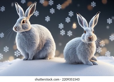 Snowshoe rabbit over royalty