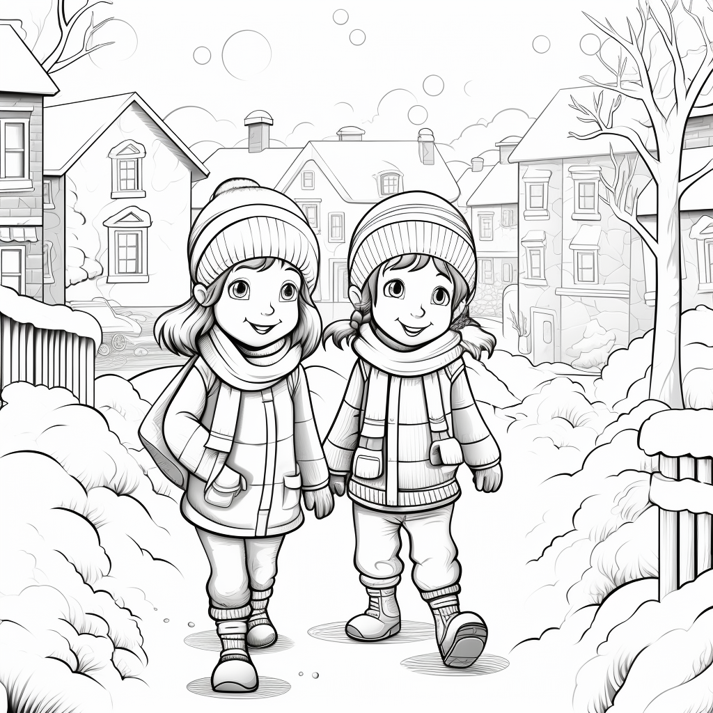 The snowy day coloring page