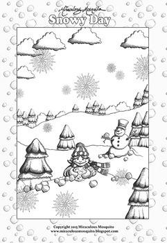 Snowy day coloring page printable tpt