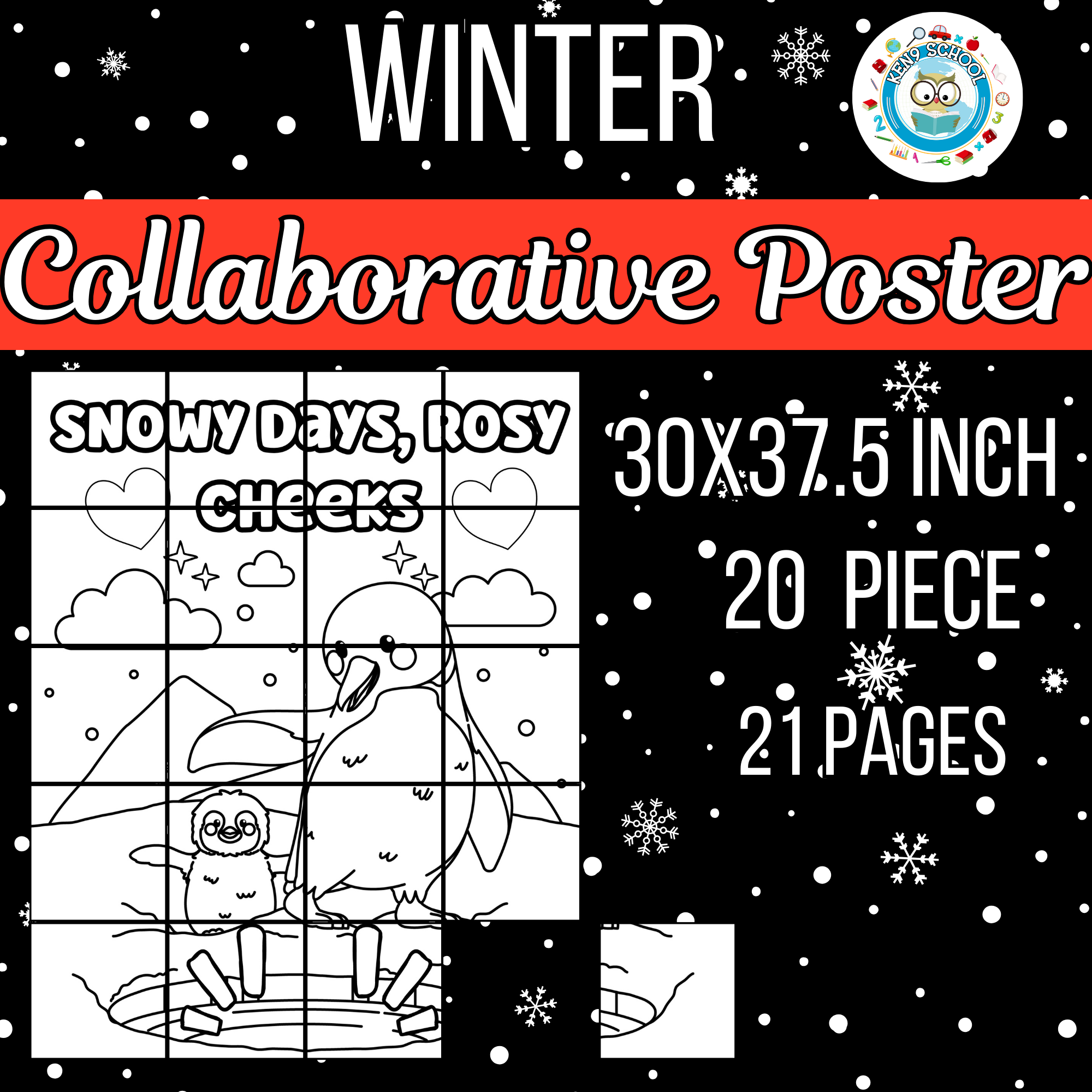 Winter collaborative posters art coloring pages