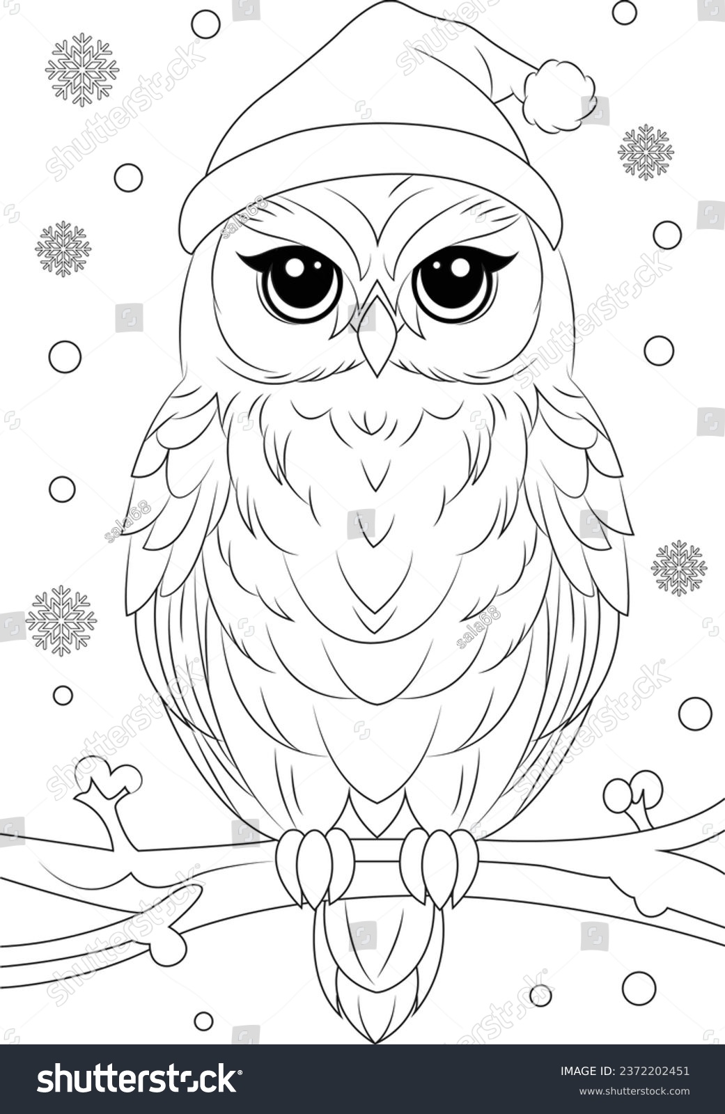 Coloring page snowy owl perched on stock vector royalty free