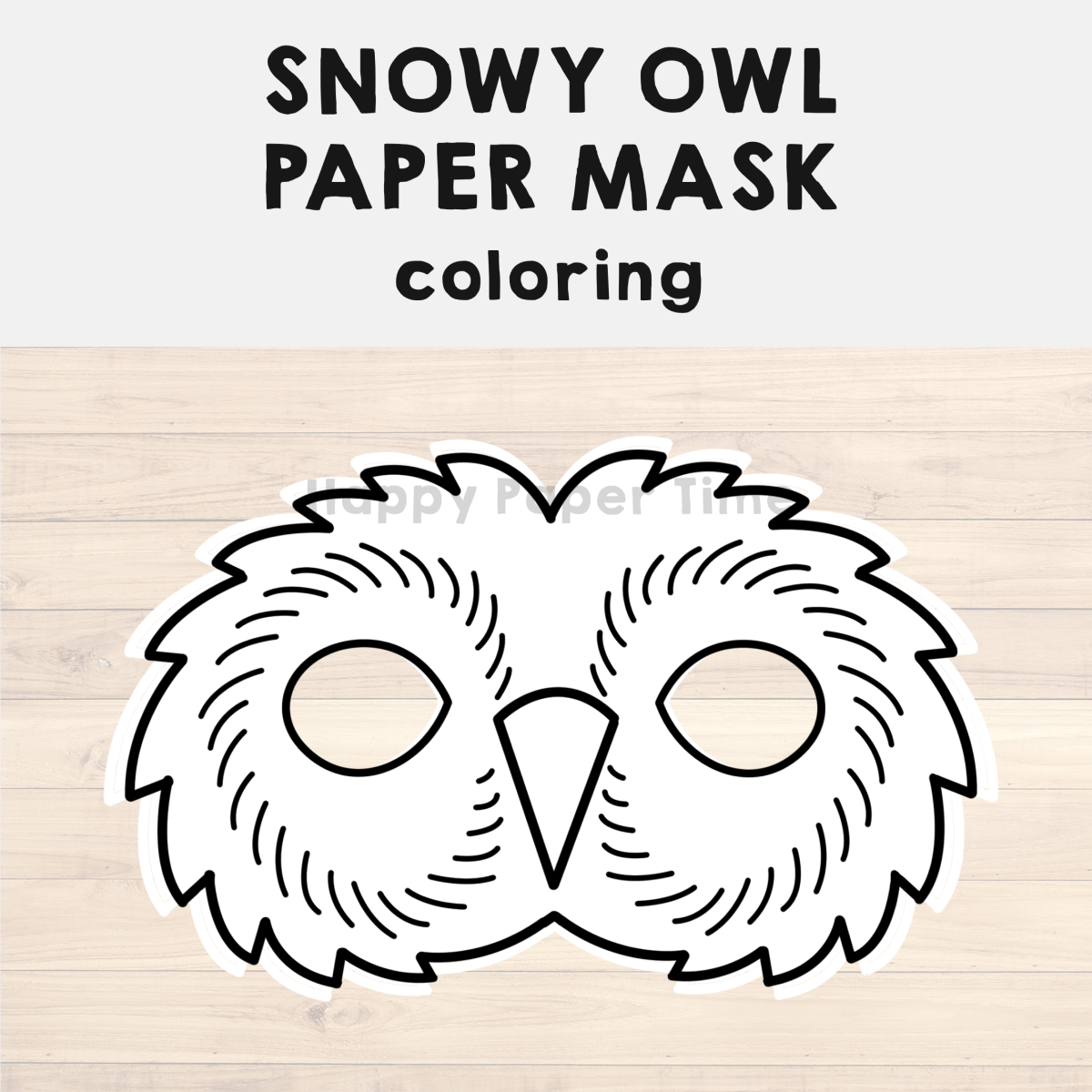 Snowy owl paper mask printable polar animal coloring craft activity costume made by teachers