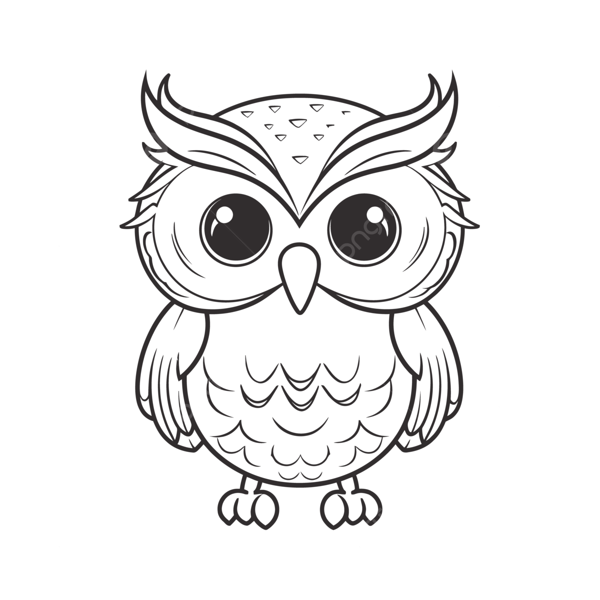 Big eye cute cartoon owl coloring pages outline sketch drawing vector car drawing cartoon drawing owl drawing png and vector with transparent background for free download