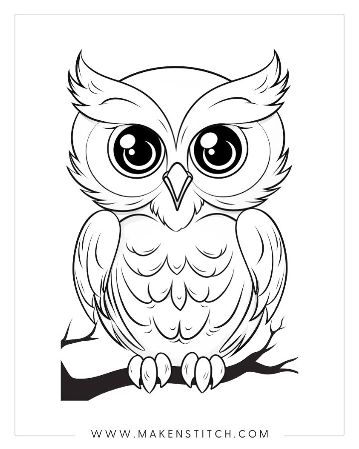 Owls coloring pages for kids and adults