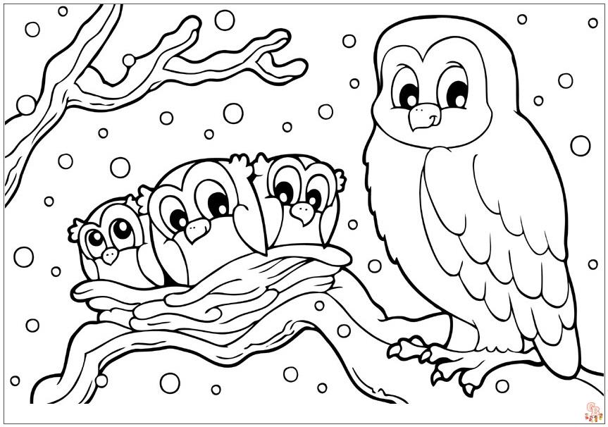 Free printable snowy owl coloring pages for kids