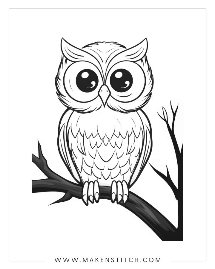 Owls coloring pages for kids and adults