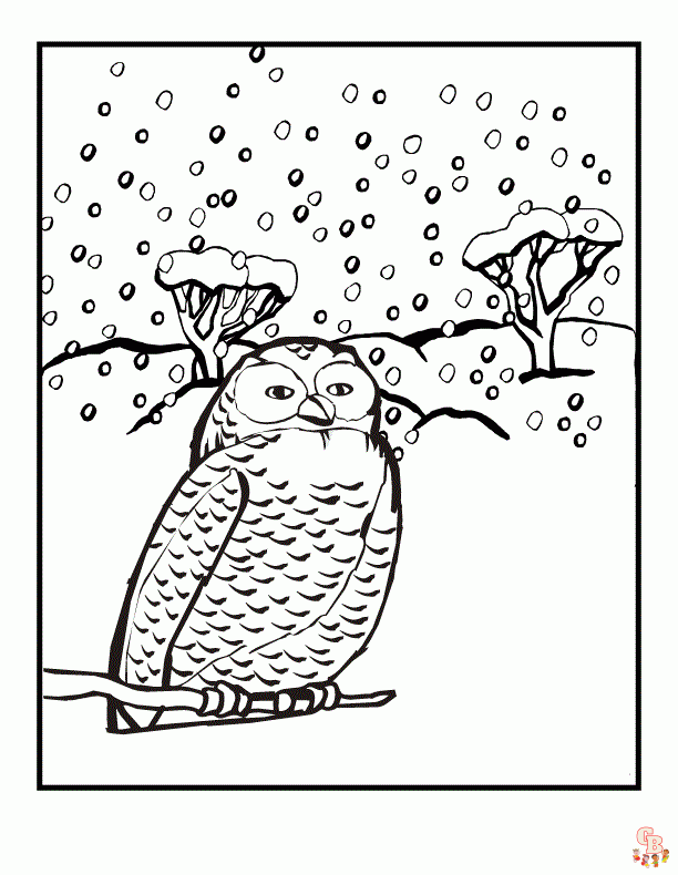 Free printable snowy owl coloring pages for kids