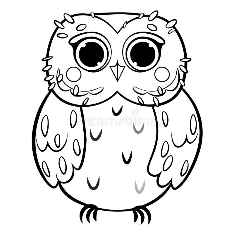 Coloring page outline of cute cartoon owl vector image isolated on white background stock vector