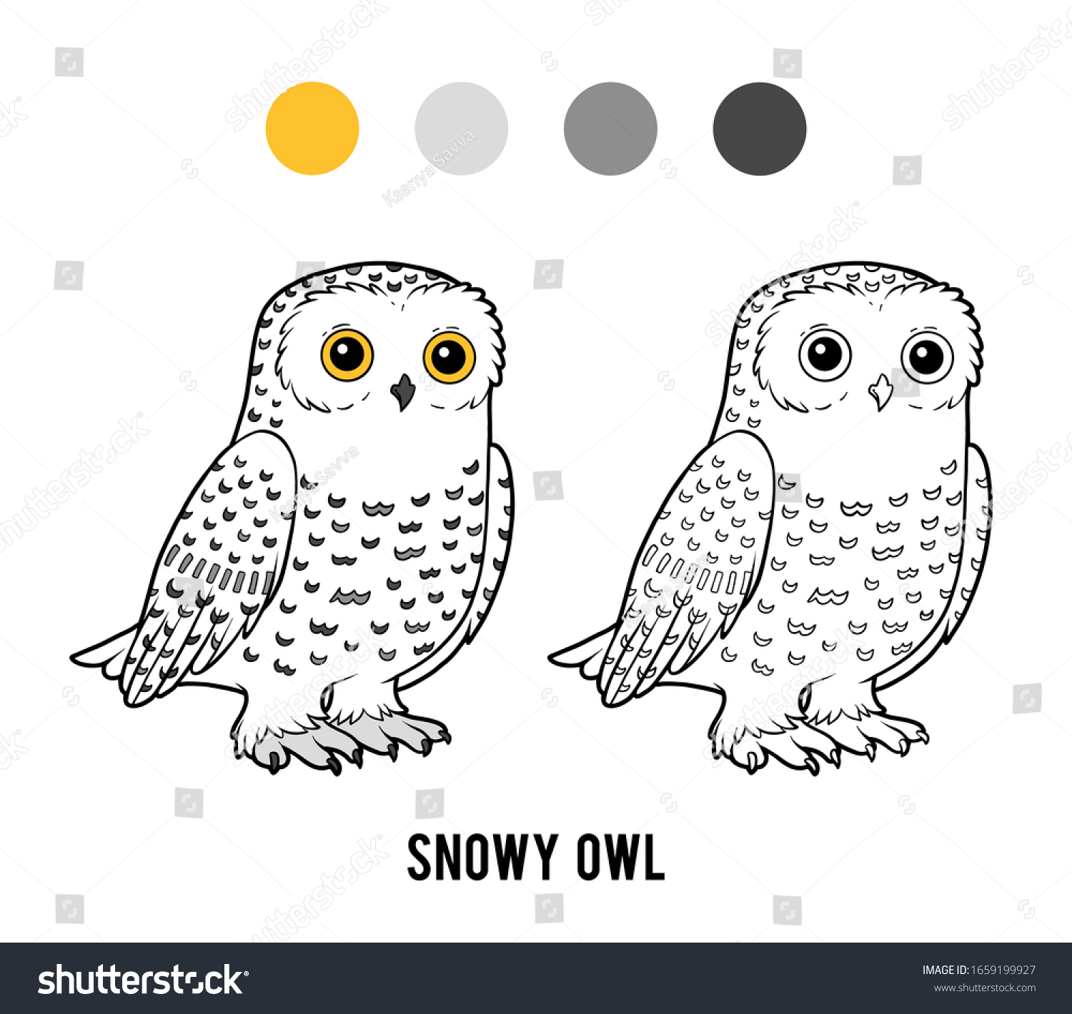 Coloring book children snowy owl stock vector royalty free