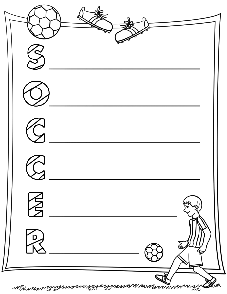 Soccer acrostic poem template free printable papercraft templates