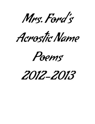 Mrs fords acrostic name poems by kim magee