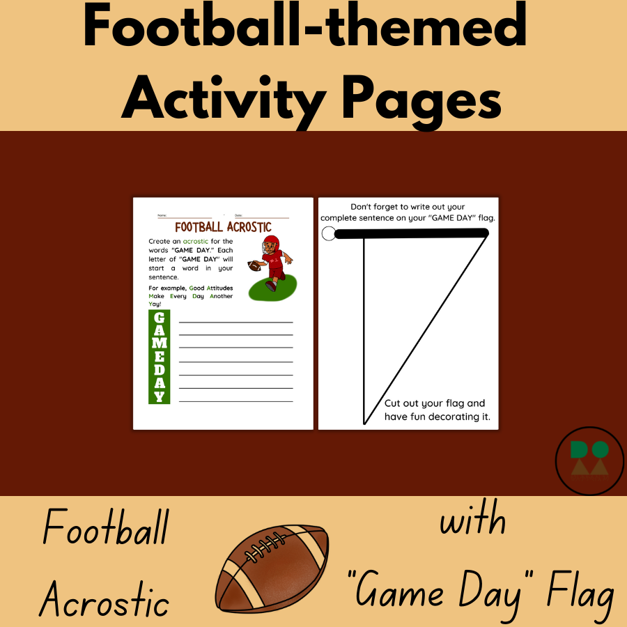 Football acrostic activity sheets writing incentive