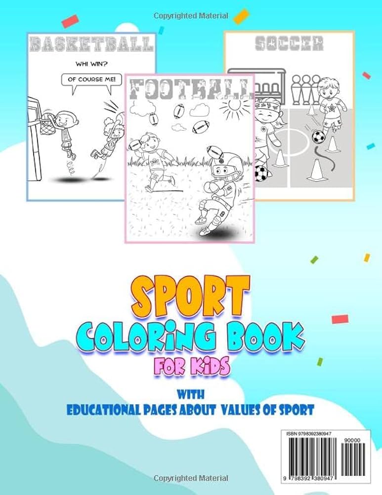 Sport coloring book for kids color learn values of sportsmanship â ages golden roky books