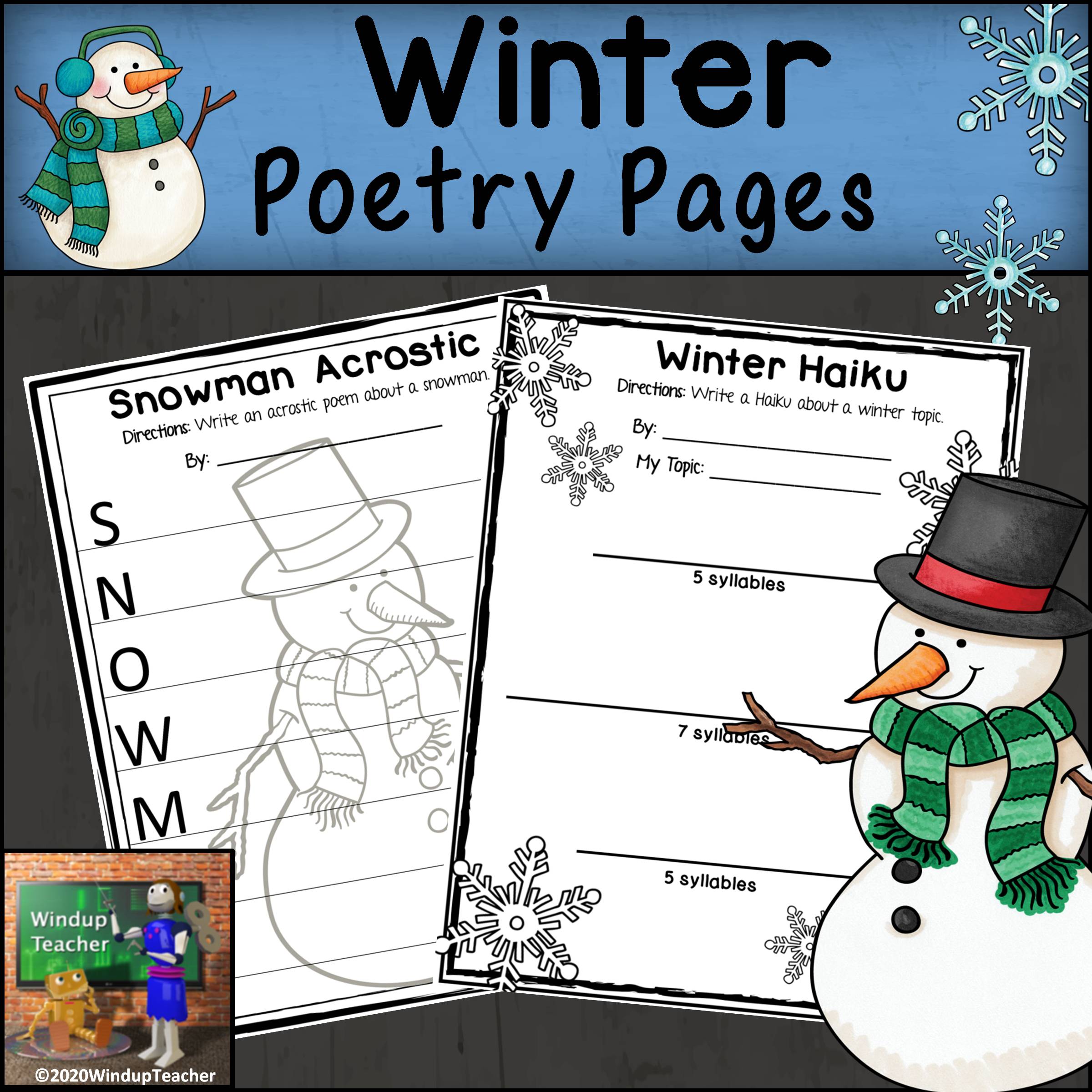 Winter poem writing activity sheets