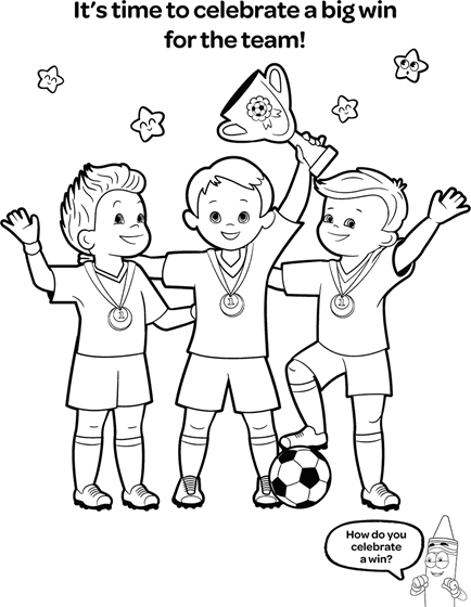 Celebrate a soccer win coloring page