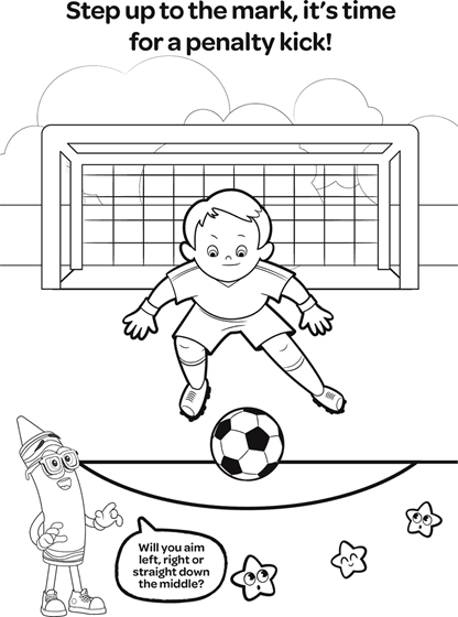 Soccer penalty kick coloring page