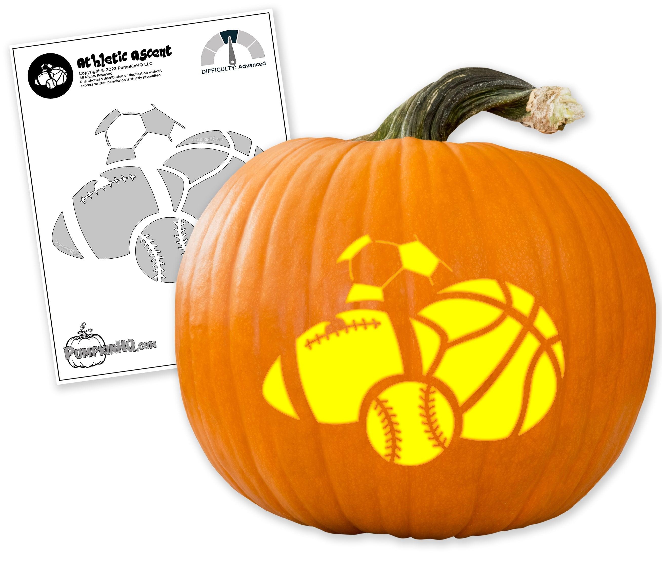 Sports fanatic pumpkin carving stencil