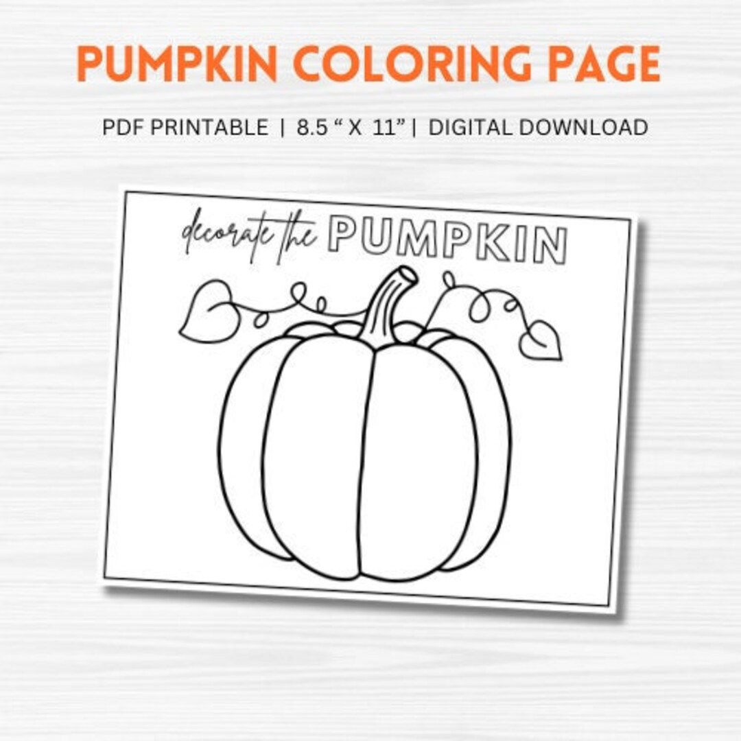 Pumpkin coloring pages fall coloring page pumpkin printable printable coloring pages instant download x inches