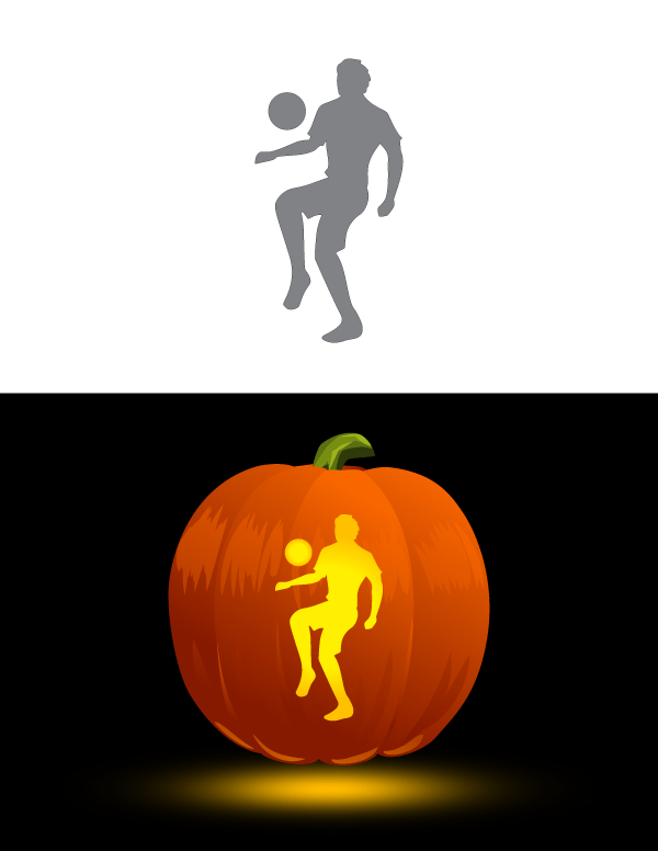 Printable soccer player pumpkin stencil