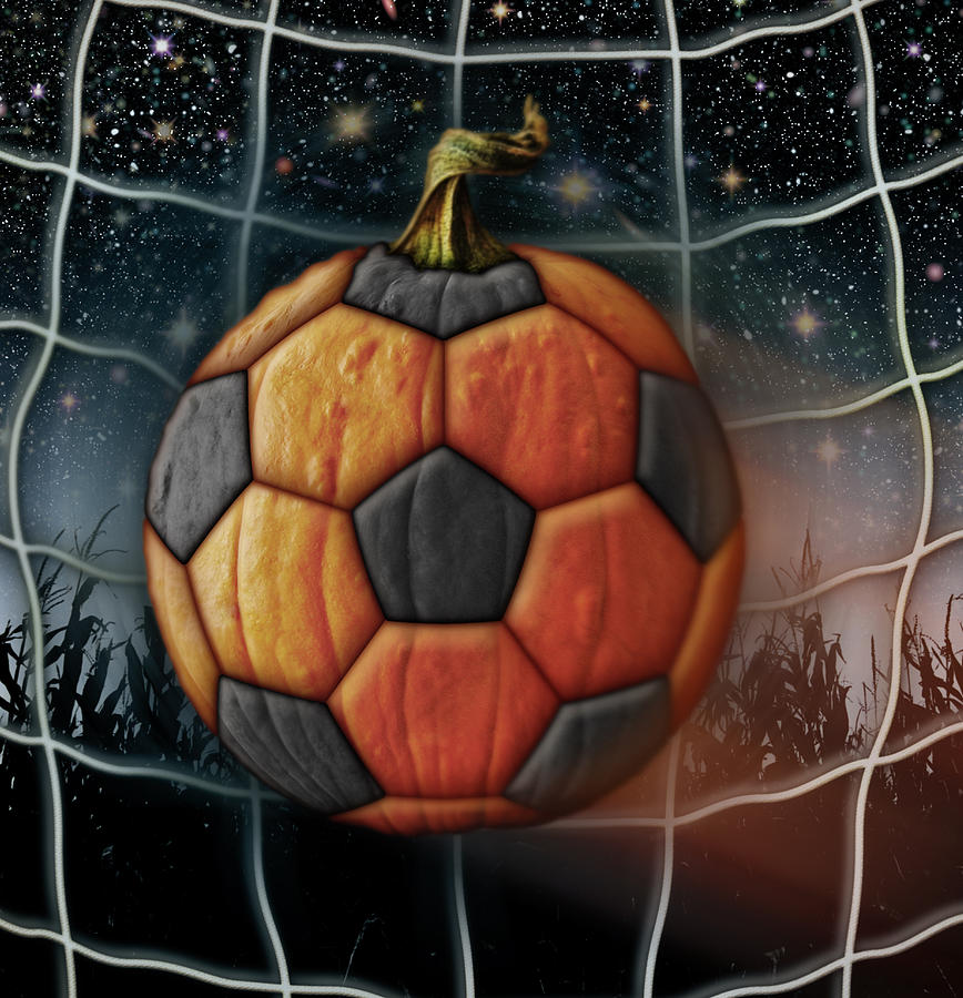 Soccer ball pumpkin digital art by james larkin