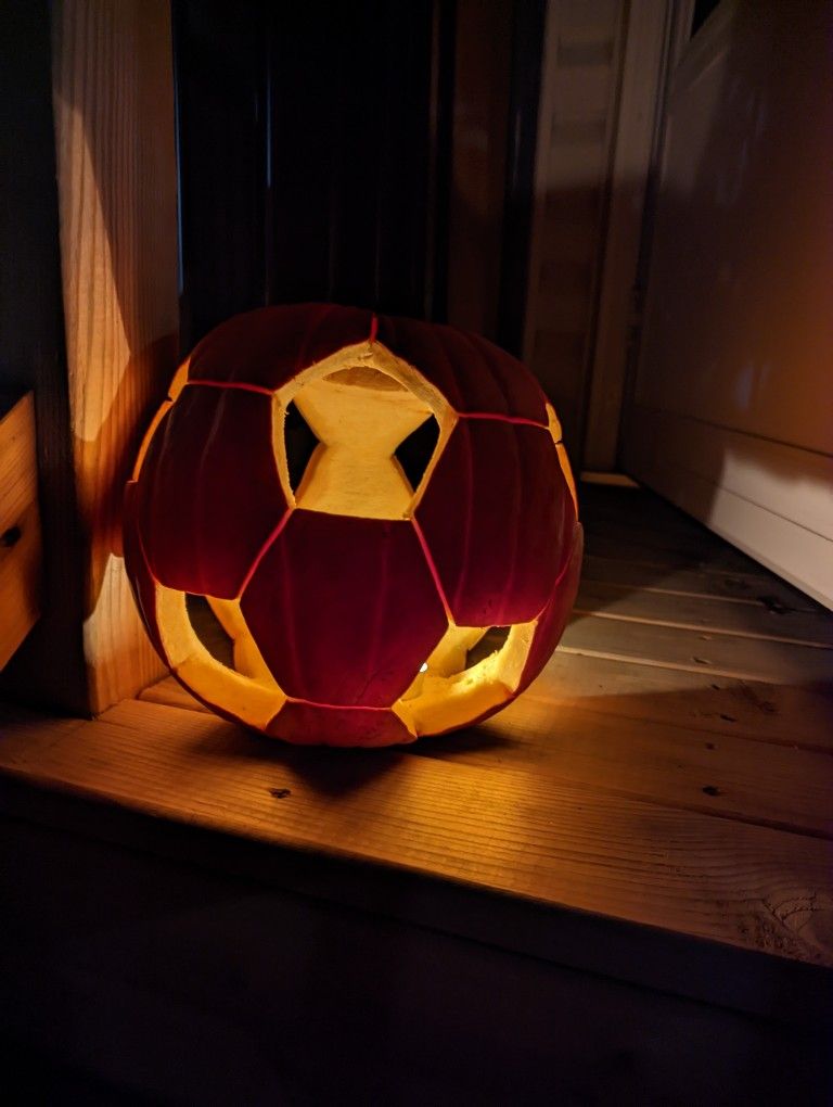 Soccer ball pumpkin carving cute pumpkin carving halloween pumpkins carvings