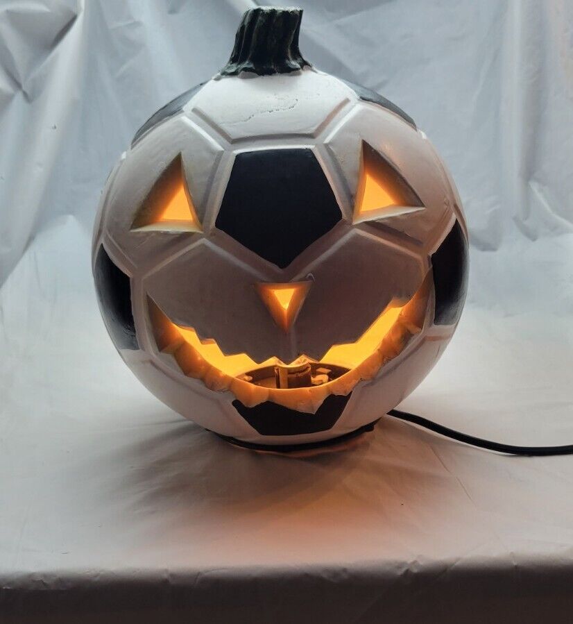 Vintage halloween soccer ball pumpkin jack o lantern light decor