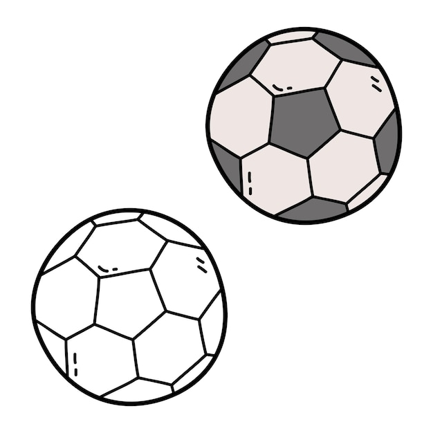 Premium vector illustration coloring page of doodle football ball