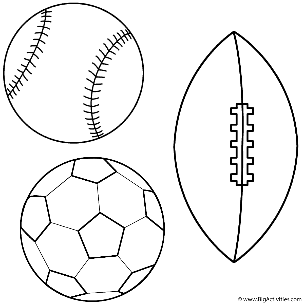 Baseball soccer ball and football