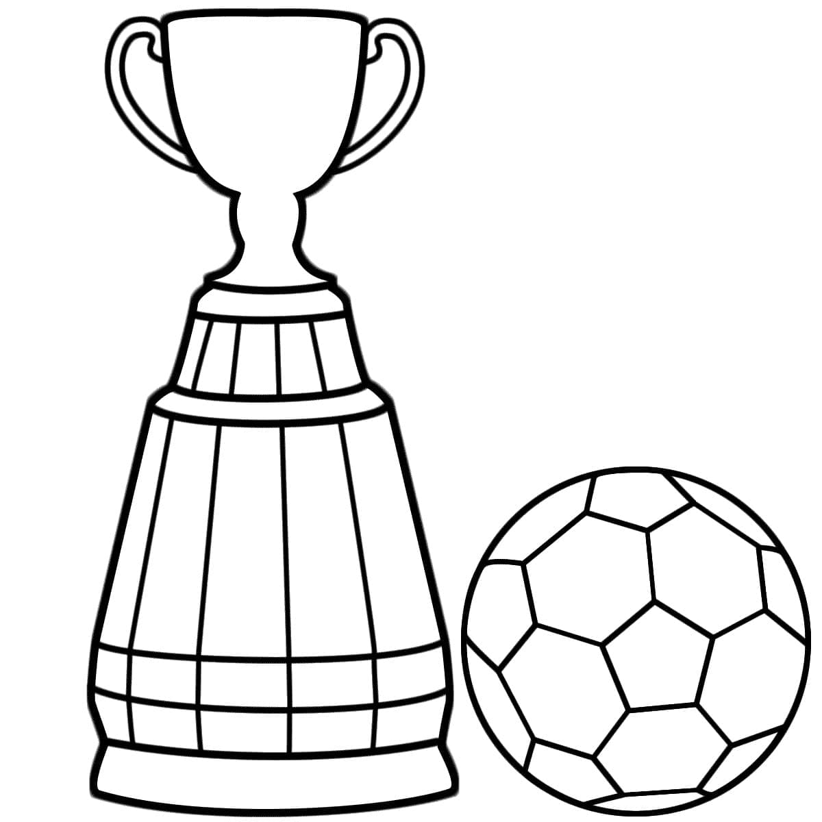 Football trophy and ball coloring page