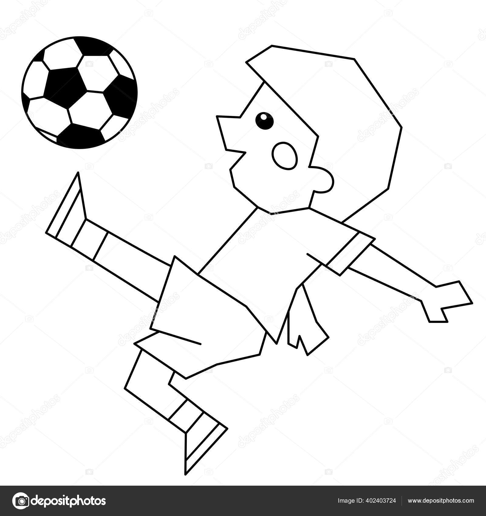 Coloring page outline cartoon boy soccer ball coloring book kids stock vector by oleon