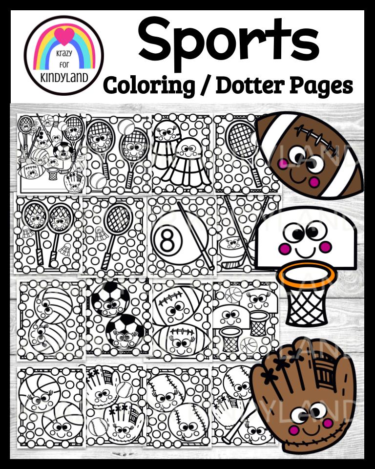 Sports coloring dauber pages booklet football baseball basketball soccer