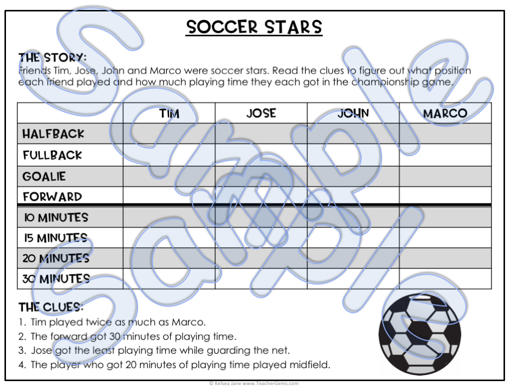 Sports logic puzzles â teacher gems