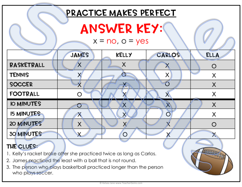 Sports logic puzzles â teacher gems