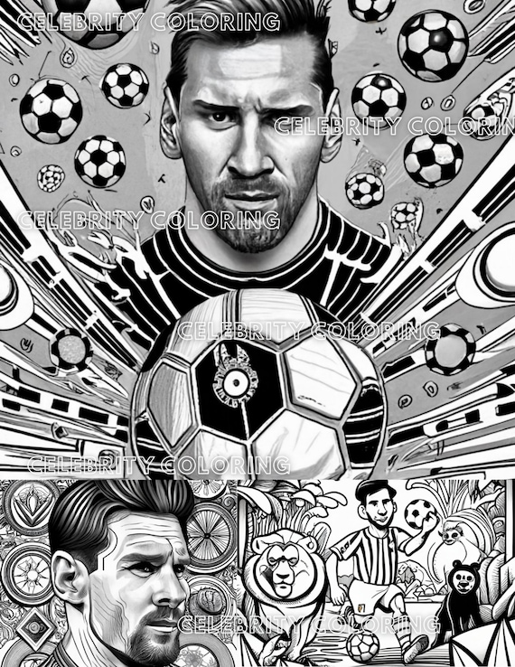 Lionel messi coloring pages variety of inspired styles printable adultteen coloring pages download grayscale illustration