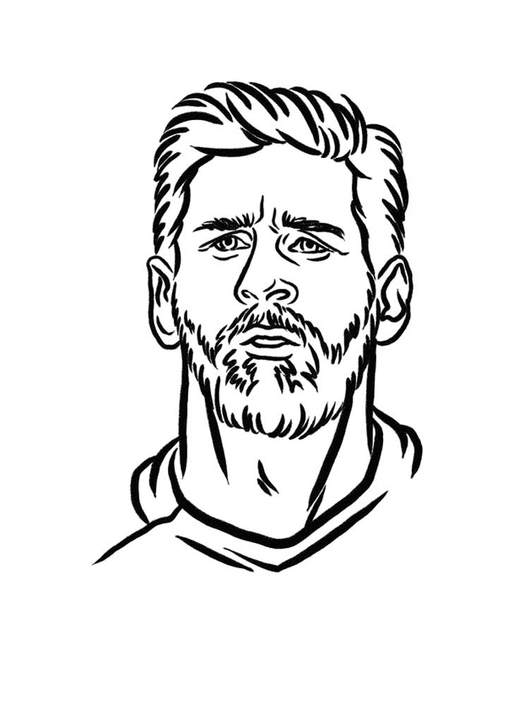 Portrait of messi the football player coloring page