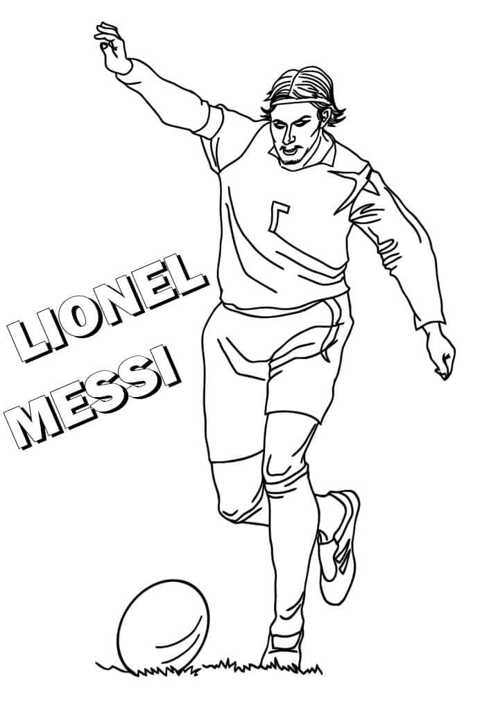 Lionel messi is playing soccer coloring page