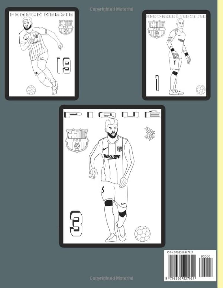 Football players coloring book a fun coloring book contains all spanish barcelona professional soccer players based in madrid spain agency pa books